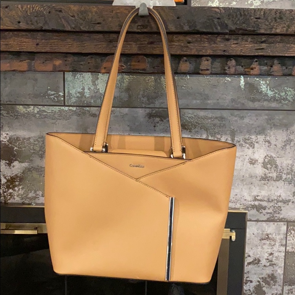 Calvin Klein Brown Saffiano Leather Tote